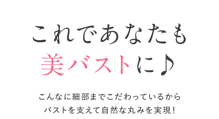 これであなたも美バストに こんなに細部までこだわっているからバストを支え自然な丸みを実現！